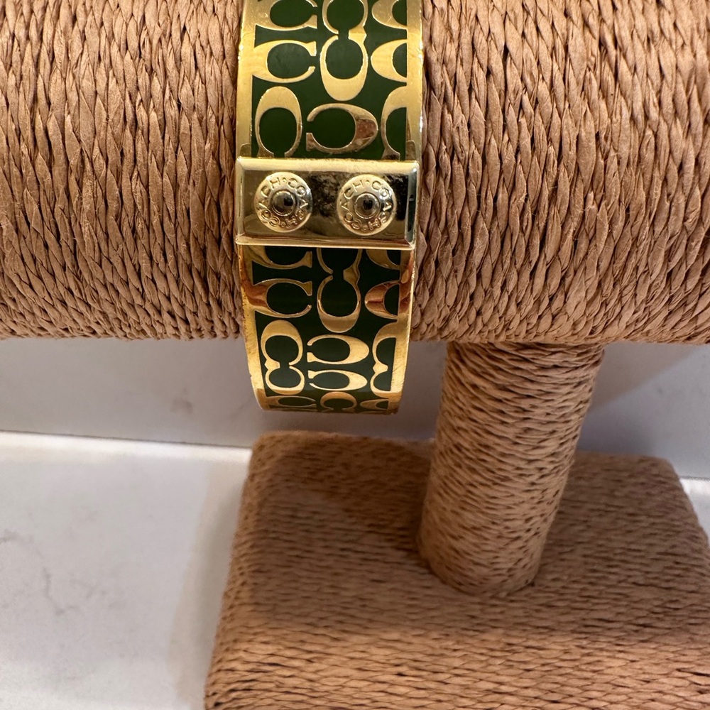 Coach Gold and Green Bangle Bracelet